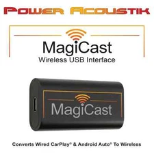 Power Acoustik MagiCast Wireless CarPlay/Android Auto,Converts Wired to Wireless