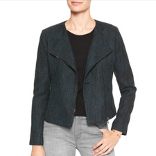 Banana Republic Boucle Moto Jacket Legion Blue Women's Size 6