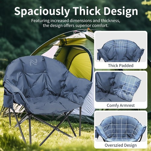 SLSY Oversized Camping Chair Outdoor Portable Chairs 500 lbs with Side Pocket - Picture 8 of 62