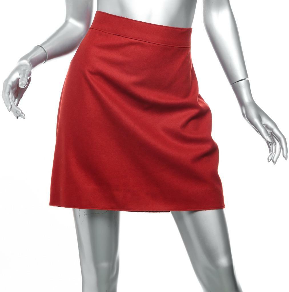 YVES SAINT LAURENT EDITION 24 Mini Gonna Corta Lana Rossa A Line FR40 US8 M NUOVA