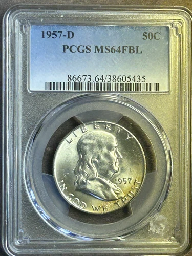 1957 D PCGS MS64 FBL Franklin Half Dollar Coin