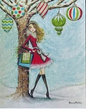 Papyrus Bella Pilar Christmas Girl Note Card