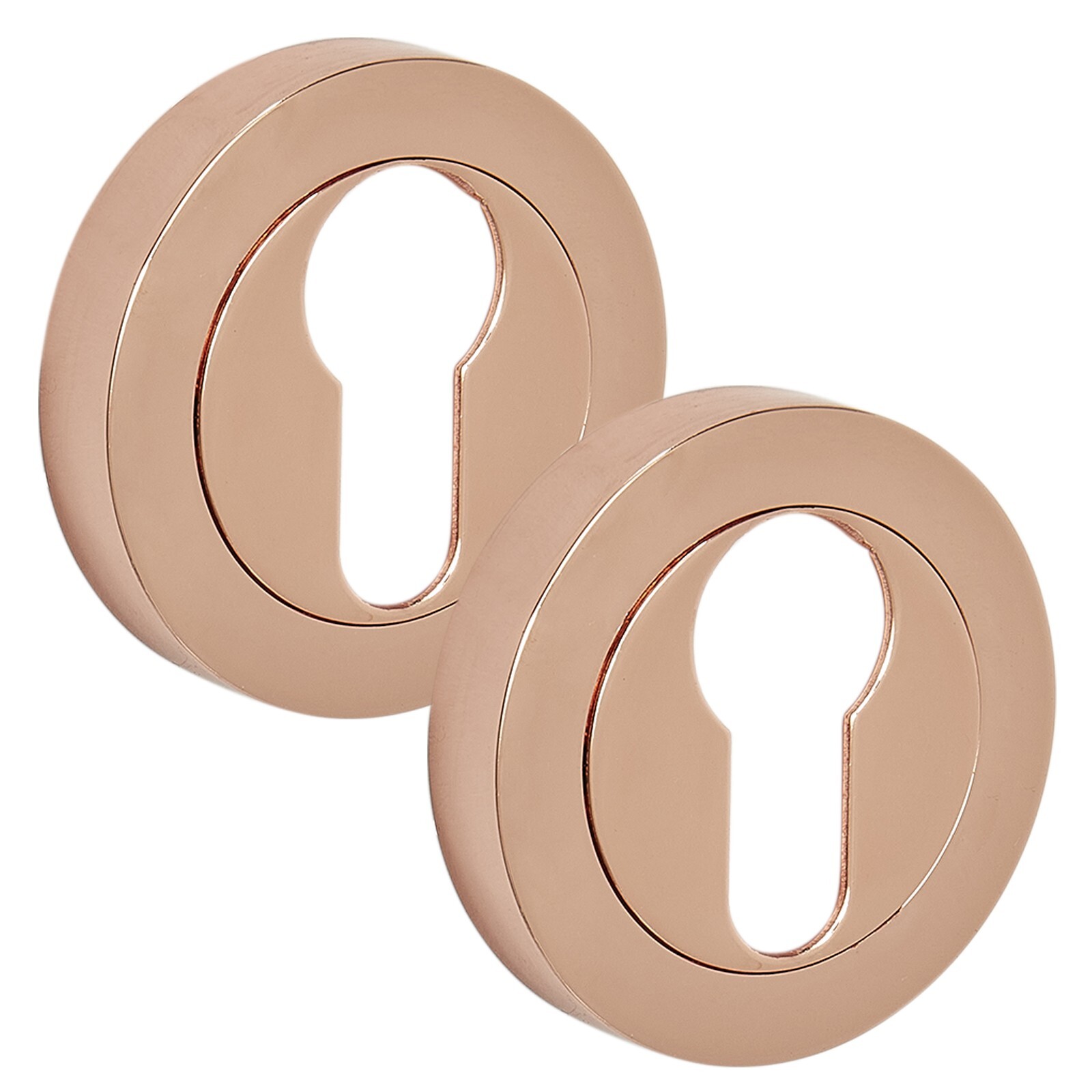Rose Gold Euro Profile Keyhole Escutcheon Pair 10mm
