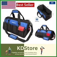 18-Inch Wide Mouth Waterproof Tool Bag with Adjustable Strap - Durable Canvas