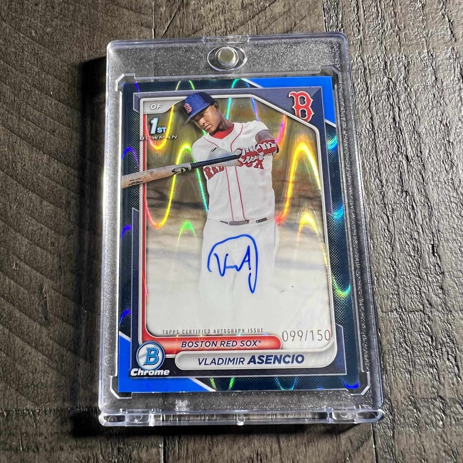 VLADIMIR ASENCIO BOWMAN 2024 CHROME 1ST AUTOGRAPH BLUE RAYWAVE AUTO /150 AU