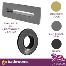 Rectangle Round Overflow Cover | Black Gold Gun Metal | Replacement Overflow