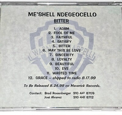ME'SHELL NDEGEOCELLO PROMO CD 99' BITTER MODERN FUNK R&B SOUL ACID JAZZ DEMO lp
