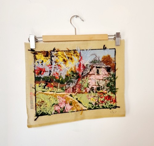 VINTAGE tapestry Completed Needlecraft Winter Cottage Traditional Cottagecore - Picture 4 of 6