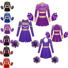 Kids Girls Cheer Leader Cosplay Costume Cheerleading Uniform Dance Dress