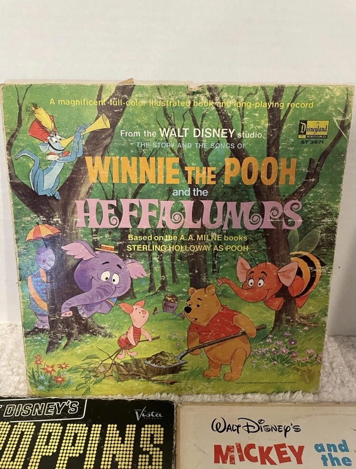 Lote de discos de Winnie The Pooh Mary Poppins de Walt Disney Records de colección raro de los años 60 Foto 2 de 4