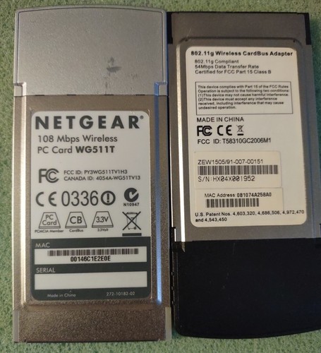 Netgear WG511T 108 Mbps, Zonet ZEW1505 54 Mbps CardBus Adaptateur de carte PC sans fil - Photo 2/2