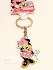 Disney Minnie Mouse metal key chain Purse FOB Key Ring Flat Birthday Gift New