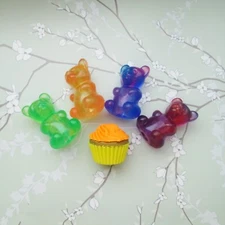 Two Color Set of 5 Fruit Scented Gummy Bear Novelty Pencil Top Erasers