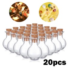 20Pcs Small Mini Glass Bottles with Wooden Cork-Tiny Wishing Vials for Art Craft