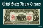 Tin Sign 8 x 12 - 10 Dollar Bill Vintage 1800s Wall Mount with Buffalo Art