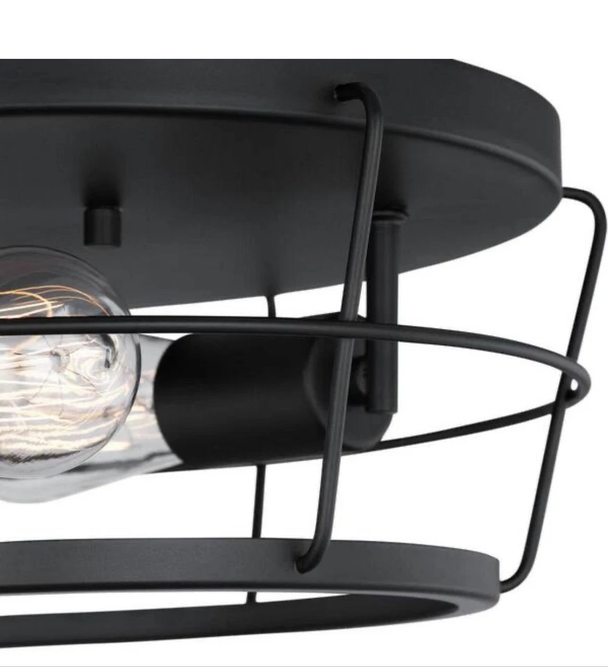 Progress Lighting P350193-031 Glavin 13 In. 2-Light Matte Black Flush Mount - Image 2 of 4
