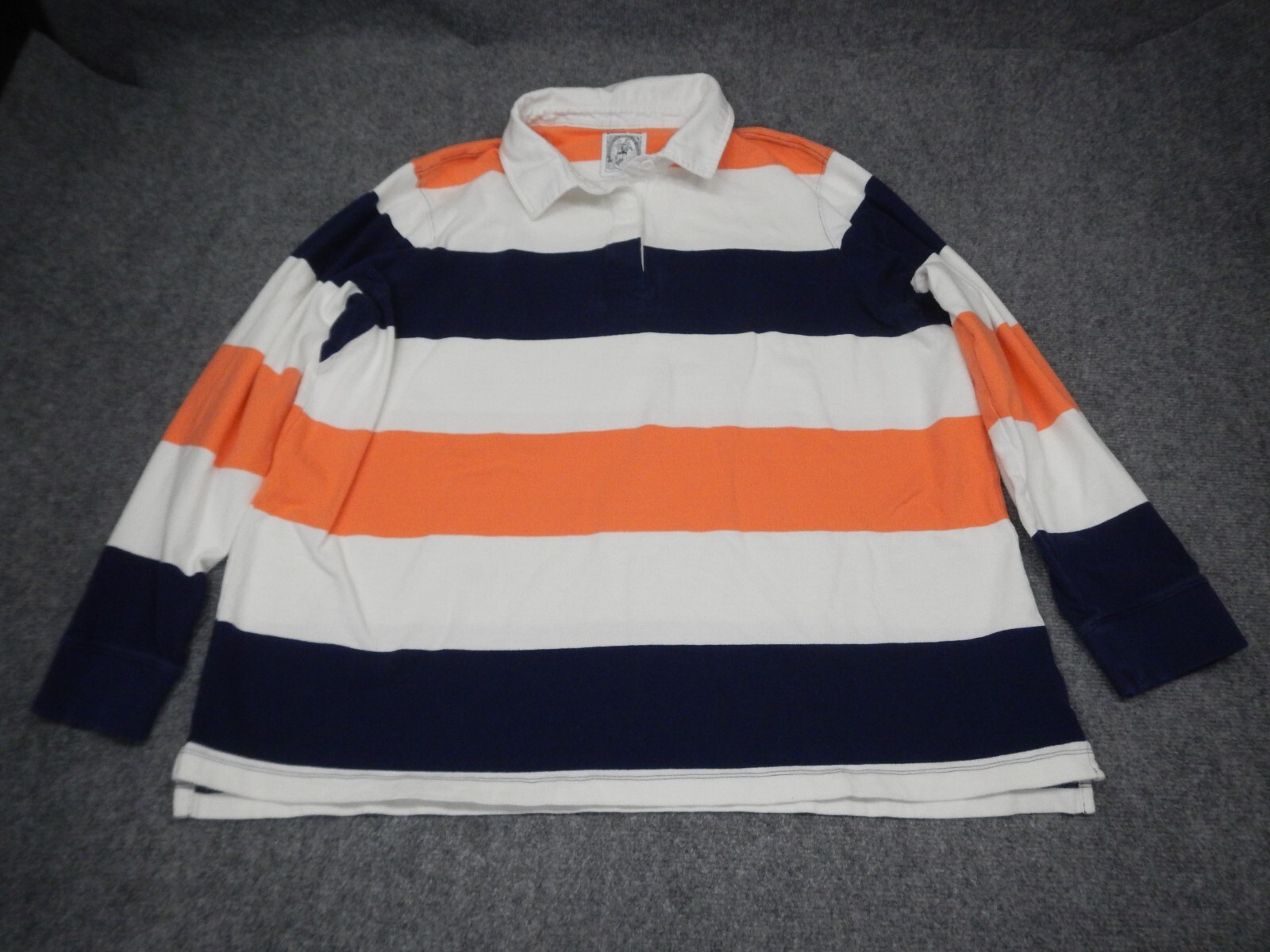 Lands' End Rugby Shirt Woman's Plus Size 2X 20W22W Navy Blue Orange