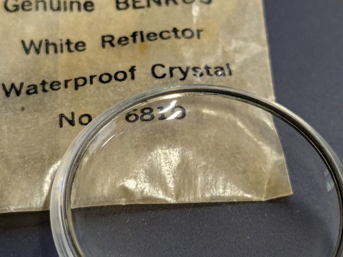 Original Benrus 6810 wasserdichte Acryl Armbanduhr Kristall mit weißem Reflektor - Bild 4 von 5