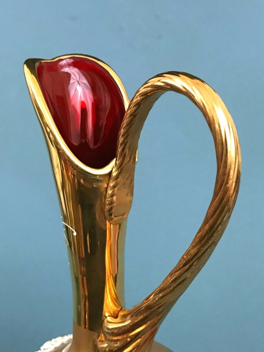 Murano Vecchia Glass Barbini Ruby Red Gold Gilt Flower