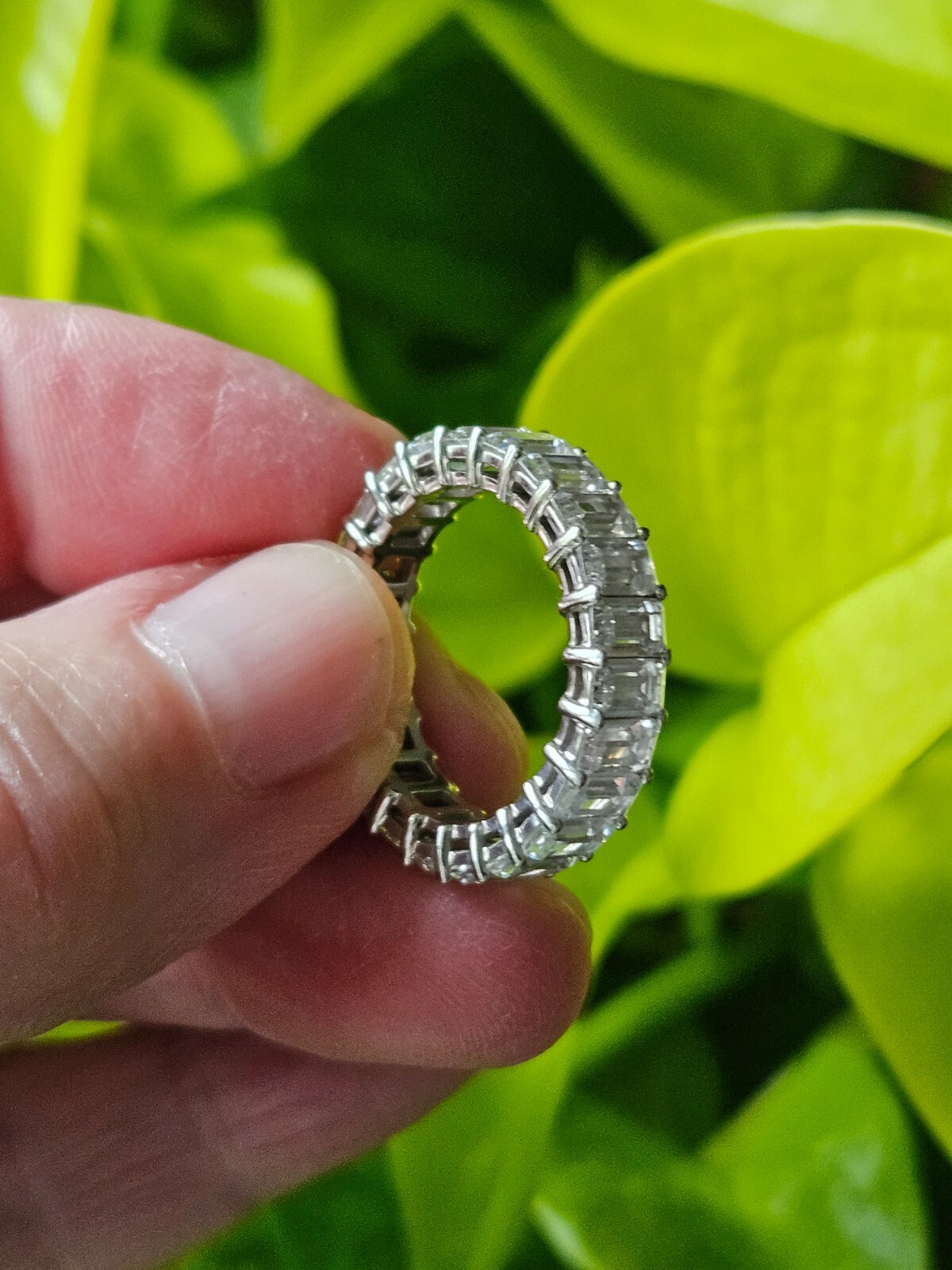 QVC Diamonique EmeraldCut Eternity Band Sterling Silver Ring size 8 eBay