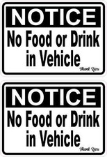3.5in x 2.5in No Food or Drink in Vehicle Vinyl Stickers Car Truck Bumper Decal
