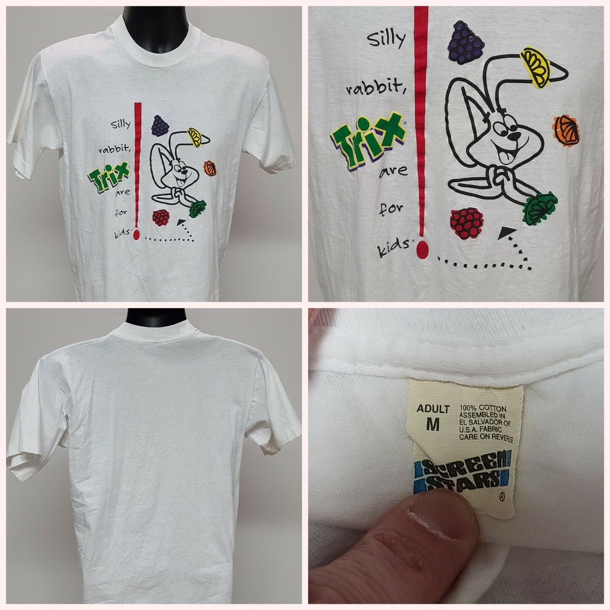 Vintage 80s Trix Are For Kids Bunny Cereal Promo T Shirt White