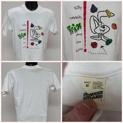 Vintage 80s Trix Are For Kids Bunny Cereal Promo T Shirt White