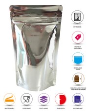 Glossy Shiny Foil Resealable Zip Lock Bags Stand Up Pouches Food Grade Heat Seal