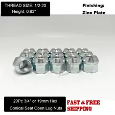 20Pc Bulge Acorn Open End Lug Nuts 1/2-20 Fits Ford Explorer Mustang Bronco 1/2"