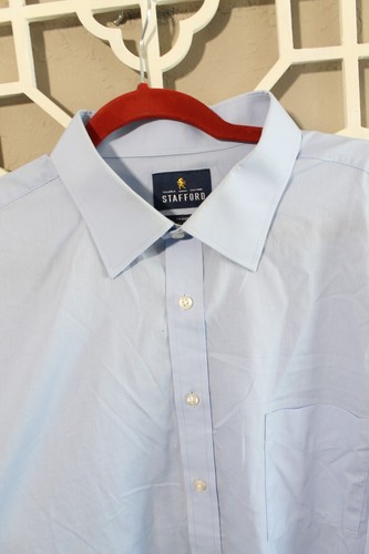 Camisa con botones Stafford para hombre 2XL azul viaje fácil cuidado tela ancha para hombre 18-36/37 - Imagen 2 de 16