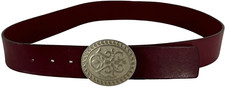 SALVATORE FERRAGAMO Burgundy Leather Medallion Buckle Women Made in Italy