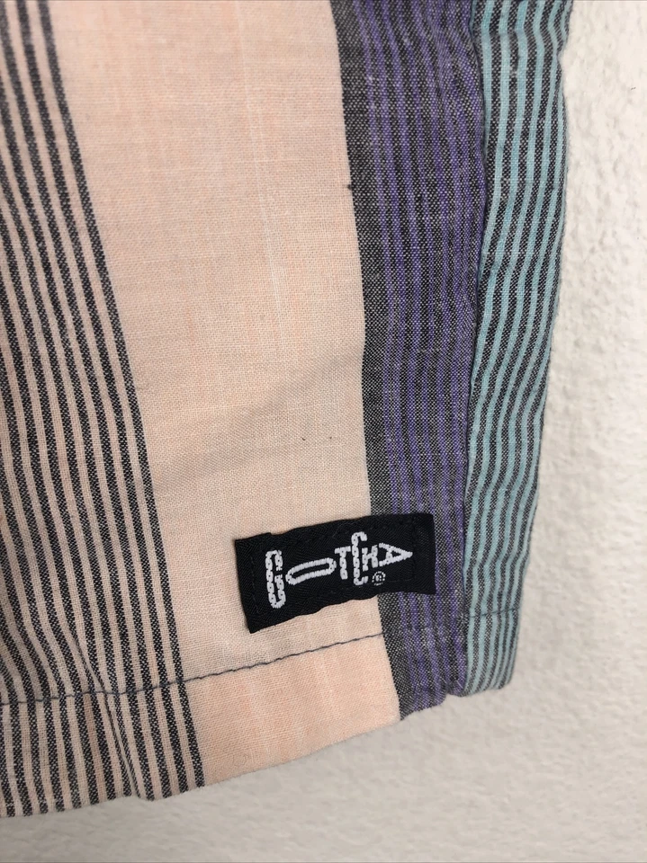 Gotcha Vintage 90s Striped Cotton Madras Shorts Surf Skate - Size 30, 32 Waist - Image 3 of 4