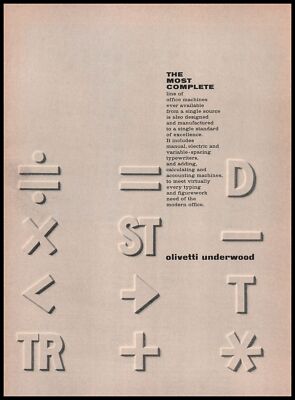 1964 Olivetti Underwood Typewriters Calculators Accounting Machines Print Ad