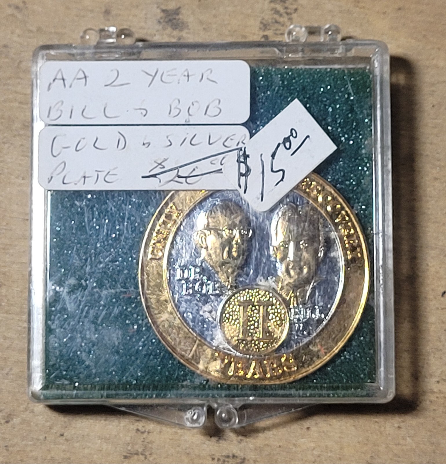 AA 2 Years Coin Gold Silver Plate Bill Bob
