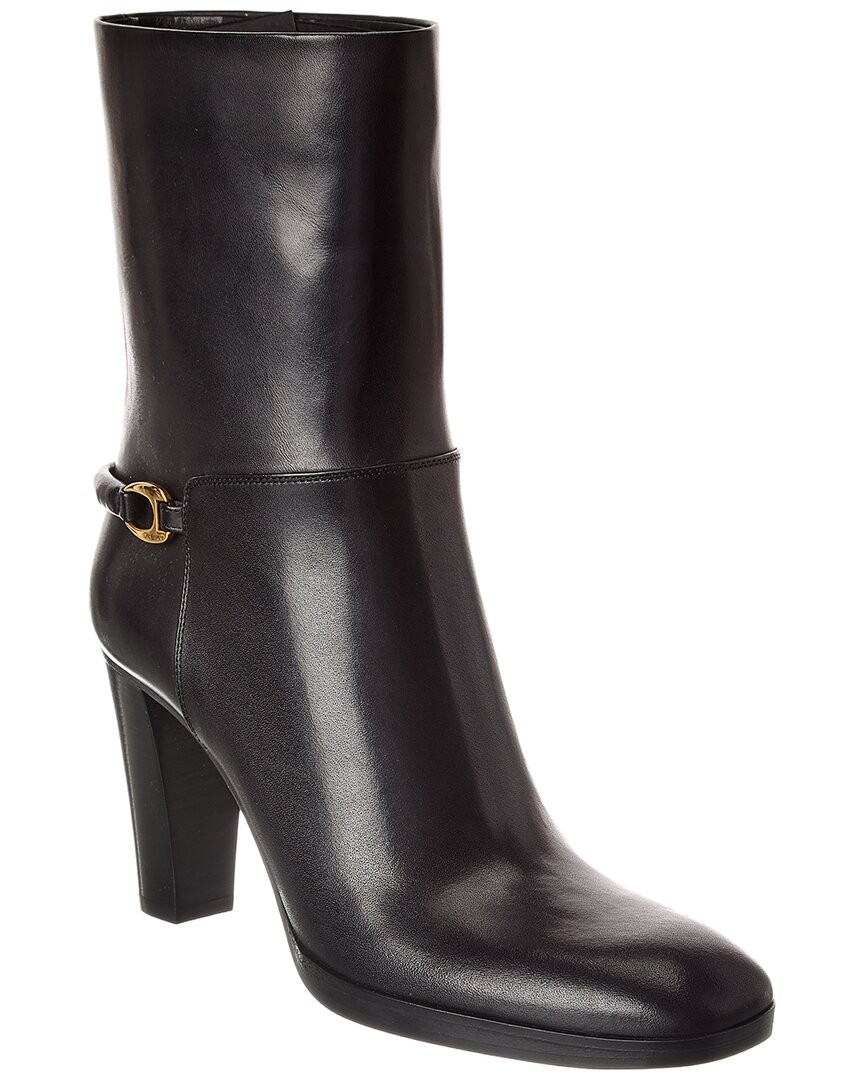 Saint Laurent Sulpice 80 Leather Bootie Womens Black 40 241090₽