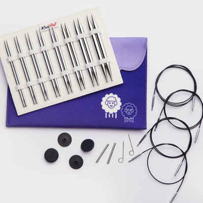 KnitPro Interchangeable Circular Knitting Needle Tips Deluxe Sets, 3.50-8.00mm