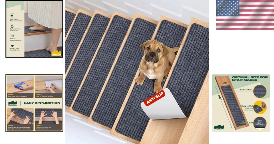 Tapete de segurança antiderrapante para escadas - 15 degraus cinza - Imagem 2 de 4