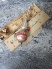 Vintage 1950s Shiny Brite 9" Spire Handblown Glass Tree Topper Original Box MCM