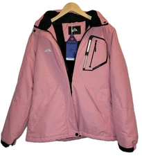 New MOERDENG Women's Waterproof Ski Jacket Warm Winter Snow Coat Pink Large