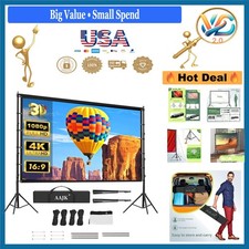 150-Inch Outdoor Projector Screen with Stand, 4K HD Portable Indoor Outdoor