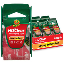 HD Clear Packing Tape Dispensers - 6 Rolls of Heavy Duty Shipping and Moving Pac