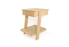 Futon Company Oak Leaning Laya Low Bedside Table Solid Oak Minimalist Side Table