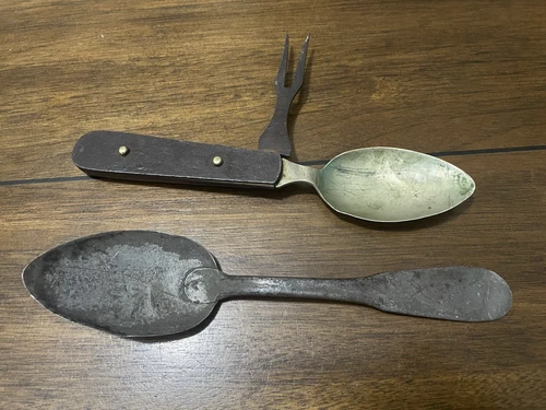 Antique Civil War Folding Fork & Spoon & Dated 1862 Spoon