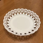 Vintage LE Smith? Milk Glass Reticulated Bowl Opaque Lace Edge 8”