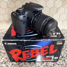 Canon EOS Rebel T3i DSLR Camera Bundle w/ 18-55mm  55-250mm Lens, Bag, Extras