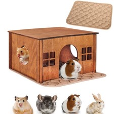 Large Wood Guinea Pig Hideout with Windows,Hamster House Hideout,Small Animal