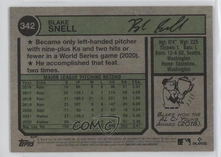 2023 Topps Heritage Black & White Image Variation Blake Snell #342 0o5