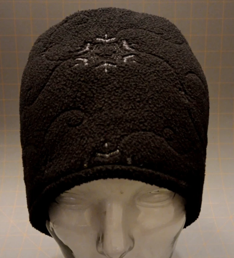 Vtg Unisex OSFA Schuessler Knitting Black Fleece Snowflake Beanie Skull Cap Hat