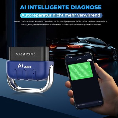 AI OBD-II Car Code Reader Diagnostic Scanner Bluetooth 5.4 MEMORY CONNECTION NEW