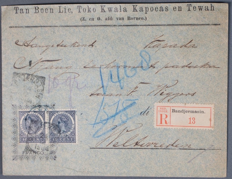 MayfairStamps Dutch Indies 1904 Bandjermasin Registered to Weltvreden Cover aaz_